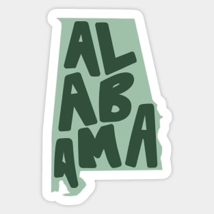 Alabama Doodle Letters Map Outline- green Sticker